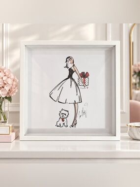 Brighton Collectibles Tom Clancy Signed Fashion Art Woman Dog Framed Print